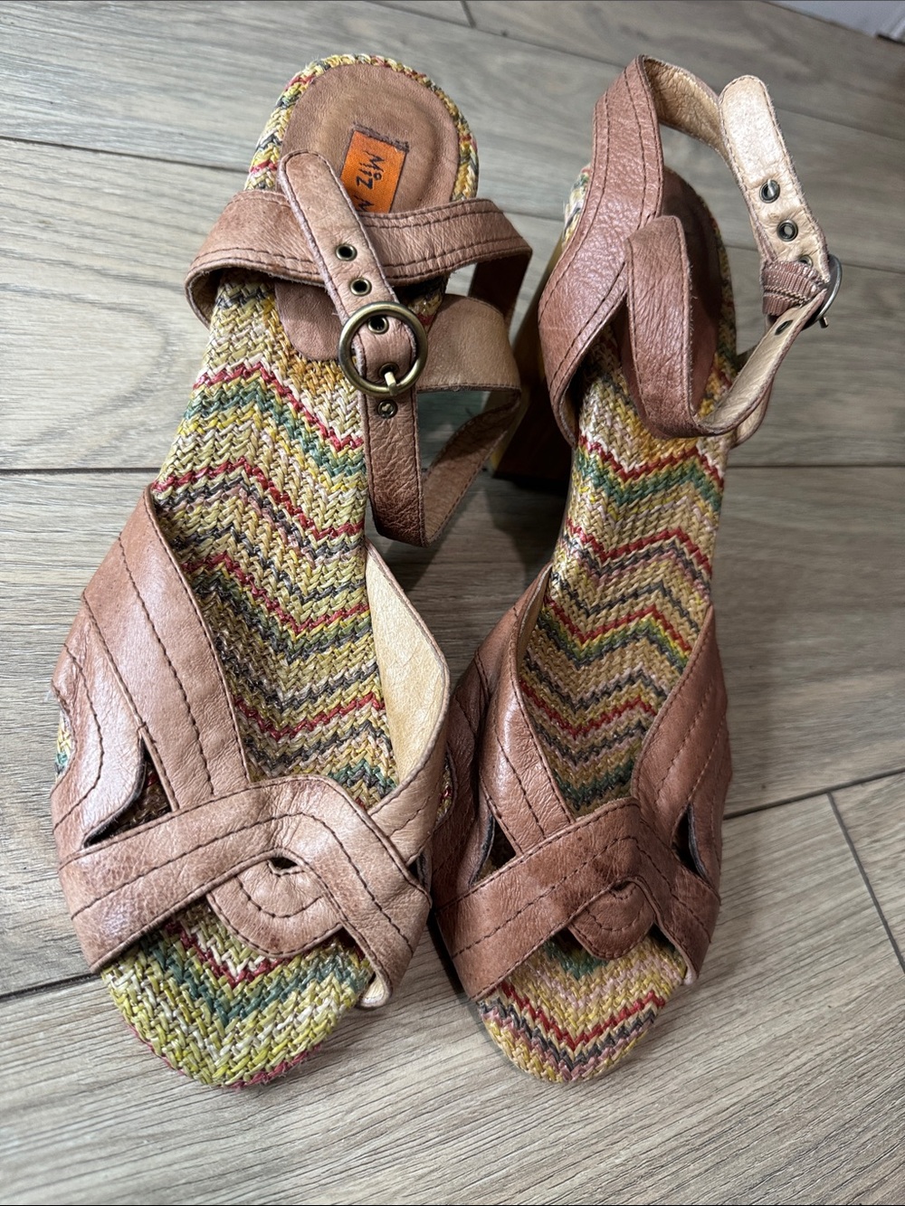 Miz Mooz Leather Strap Sandals with Woven Insole